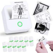 Imprimante d'autocollants mini, machine à faire des autocollants avec rouleaux de papier autocollant thermique, imprimante mini pour faire des autocollants pour étiquettes/notes, compatible avec , téléphone Android et tablette, blanc