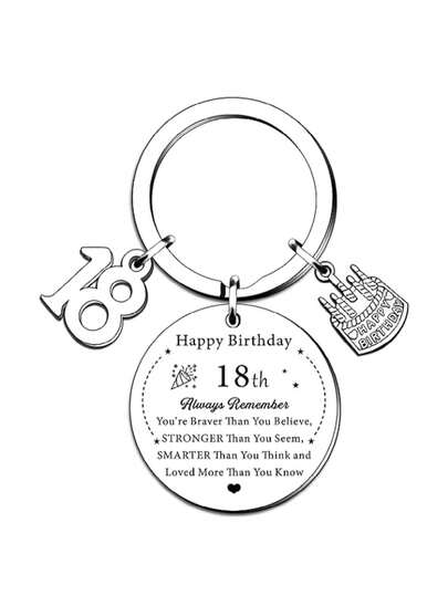 18th Birthday Key Chain, 18th Birthday Gift, Gift For 18 Year Old Sister, Daughter, Casual Party, Cute, Elegant Stainless Steel Car Accessories Bag Charm School Goth Y2k