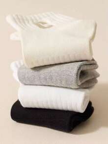 10 Pairs Versatile Multi-Color Short Socks For Women, Spring/Summer, Thin Sports Style, Sweet Elastic Waist Letter Design, Suitable For Students - Multicolor - View 3