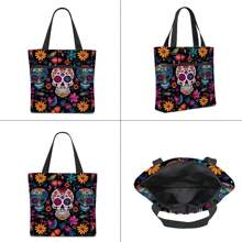 Elegant Travel Bag/Duffel Bag/Yoga Bag/Gym Bag, Skull Flower/Colorful Skull Design, Suitable For Travel, Daily Carry, Fitness, Snow, Camping, Outdoor Activities Holiday Essentials Holiday Travel Essentials Travel Accessories Bag For School School Accessories School Stuff