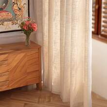 2 Stück halbtransparente, leinenähnliche Vorhänge, lichtfilternd, Sichtschutz, maschinenwaschbar, staubdicht und wärmeisolierend, geeignet für Wohnzimmer, Küche, Esszimmer, Schlafzimmer, Outdoor, Feiertagsdekor - Beige - Übersicht 5