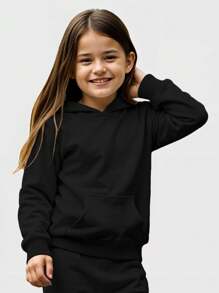 Kit Com 2 Moletom Canguru Infantil Sem Estampa Liso Meninas