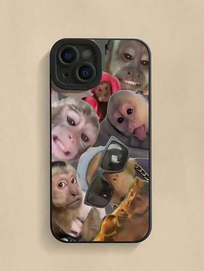 1pc Creative Monkey Pattern Matte Full Coverage TPU Phone Case, Suitable For IPhone 17, 16, 15, 14, 13, 12, 11 Pro Max, Series