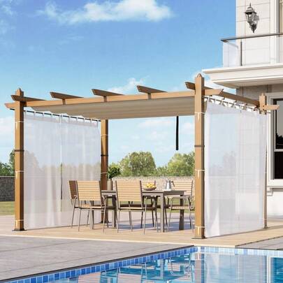  Danolapsi Outdoor Retractable Pergola,Aluminum Pergola,Modern Metal Shelter With Canopy And Side Mesh For Backyard Patio Porch Garden Yard Deck Grape Trellis