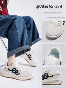 Alan Vincent 【轻盈自由系列】米色女鞋2025夏季新款厚底鞋透气时尚跑步鞋休闲运动鞋女办公鞋女士鞋Cortez网鞋日常百搭柔软舒适