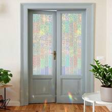 1 Roll Colorful Privacy Window Film, 3D Macaron Rainbow Static Cling Window Sticker - Removable, UV Blocking, Heat Insulation Film, Size: 17.7x118inch, Suitable For Home Glass Decoration Gifts Birthday Graduation