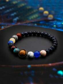 Fashion 8-Star Beaded Bracelet, Men's Natural Stone Cosmic Yoga Chakra Bracelet