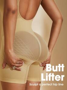 1pc Women Seamless Backless Lift Tummy Control Bodysuit - Apricot - View 2