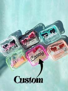 Personalized Name Cosmetic Bag, Transparent Waterproof Cosmetic Bag Toiletry Bag, PVC Zipper Transparent Storage Bag Portable Cosmetic Bag, Wallet, Card Holder, Lotion Storage Bag, Travel Storage Bag, Pen Bag