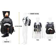 Welkinland 66-Pockets Heavy-Duty Jobsite Tool Bag - Electrician And Construction Backpack - BlackW/Orange - View 5