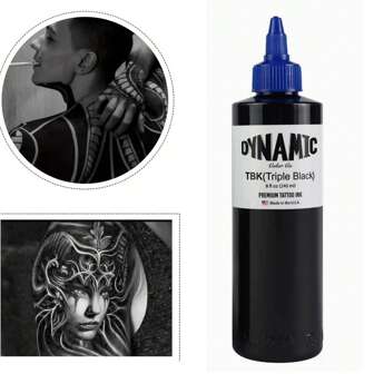 8 盎司（240 毫升）黑色纹身墨水，适合初学者，硅胶皮革练习，纹身工作室专业级颜料
