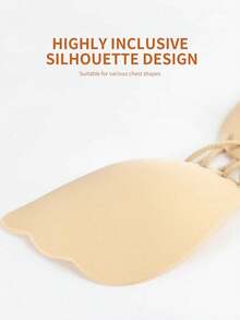 夏季女士露背自粘式胸罩：聚拢隐形无肩带胸罩透气防下垂适用于婚纱 - 杏色 - 查看 5