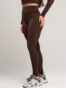 Plain Plush Flannel Legging Pants Autumn Winter Women's Fashion - 鏽棕色 - 查看 6