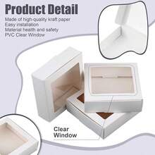 10 caixas de presente de papel kraft multicolorido com janela de exibição, 10,43 x 10,43 x 3,96 cm, janela quadrada de PVC - para lembrancinhas, lanches, biscoitos, artesanato e pequenos negócios - Multicolorido - Ver 6