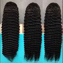 Glueless Wig 5x5 HD Transparent Lace Front Wigs Human Hair Deep Wave 13x4 Lace Front Wig 200% Density Pre Plucked Pre Cut Wigs For Women Natural Black Color, Comfort Fit For Daily Wear & Special Occasions Put On And Go Wig - Natural Black - 查看 6