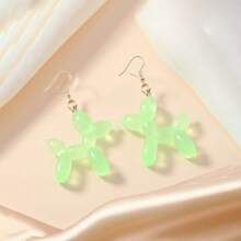 Cute Glow-In-The-Dark 3D Balloon Dog Resin Design Drop Earrings, Playful Gift, Available In Various Glow-In-The-Dark Colors, Women's Jewelry Accessory, Suitable For Daily Wear, Gifting, Music Festivals, Vacations, Circus Scenes