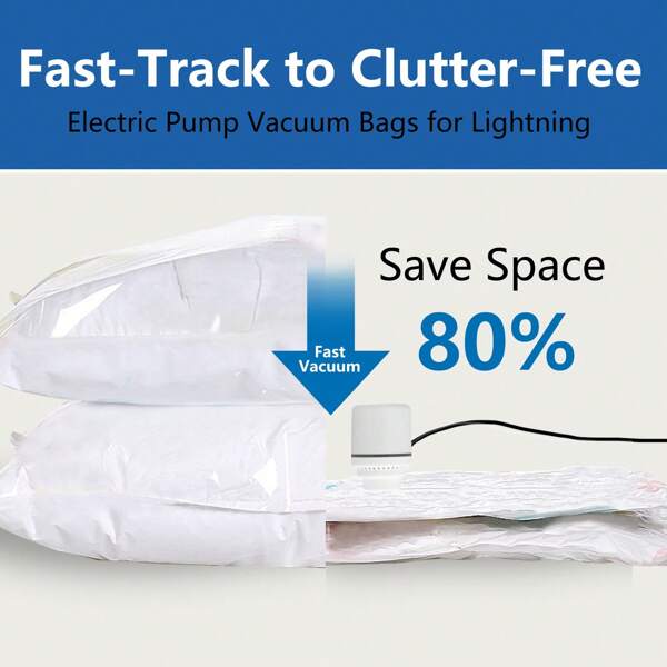 Vacuum Bags For Clothes, With Portable Electric Pump, 5 Vacuum Bags For Clothes, Blankets, Comforters, Quilts, Travel (1 Extra Large, 2 Large And 2 Medium)
