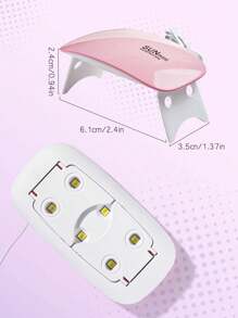 2/1 Portable UV/LED Nail Lamp - Mini Mouse Shape, 6 Lamp Beads, USB Power Supply, Foldable, Lightweight, Pocket Size, Suitable For Gel Polishing And Nail Care Powder/White Mini Mouse Nail Lamp Nail Dryer Light Portable Mini USB Power Cable Household Gel Drying Light Professional Salon Toe Light, Household DIY
