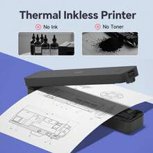 HPRT Portable Wireless Printer, Bluetooth Thermal Printer Compatible With IOS, Android And Laptops, Supports 8.5x11 Inch US Letter And A4 Thermal Paper, Ink-Free Mobile Printer For Office And Home Use - Black - View 4