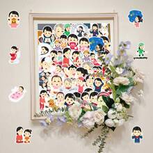 50pcs Cartoon Anime Japanese Cute Character Expressions Sticker Pack, Abstract & Whimsical Decorative Stickers For Laptop, Tablet Room Decor Wall Decor Wall Sticker Personalised Stickers