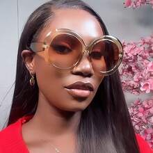 European & American Style Oversized Fashion Glasses - High-Quality Retro Design, Slim Face, Street Photography For Summer Beach Vacation,Outdoor,Travel - Black - View 5