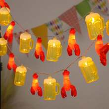 1 Peça Luzes de Corda LED em Formato de Lagosta e Cerveja, Adequadas para Quarto, Casa, Casamento, Aniversário, Festa, Acampamento ao Ar Livre, Decoração Externa, Iluminação de Atmosfera