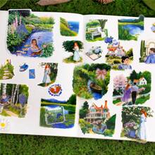 Ein Set mit 120 Stücke Pflanzen und Blumen Kreativ-Klebeband, romantische Serie, geeignet für Papierschnitt, Buchschöpfung und Dekoration, Tagebuch, Album und Gedenkbuch Dekoration, für Nutzer ab 14 Jahren geeignet - kreative Aufkleber Sammlung, geeignet für DIY Projekte und Planer