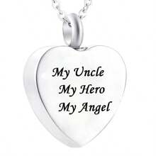 Heart Cremation Jewelry Urn Necklace For Ashes Stainless Steel Memorial Pendant -My Dad My Hero My Angel For Grandpa Grandma Dad Mom Uncle Aunt Brother Sister Daughter Son