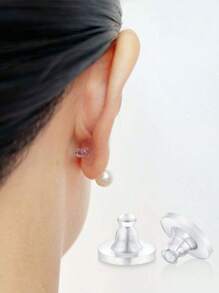 10/20/30pcs Comfort Impenetrable Soft Safety Earring Backs Earrings Pin Backs, Soft Clear Earring Backs Replacement For DIY Jewelry Making Accessories,Silicone Transparent Cylinder Ear Studs Earring Accessories For Women Daily Wear