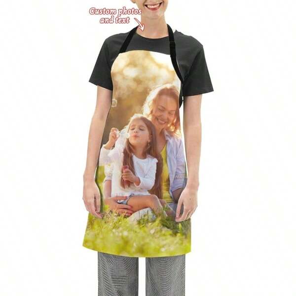1pc Polyester Apron Customized Apron, Personalize Your Gift, Custom Gifts For Mom, Unique Personalized Cooking Apron, Customizable Apron For Women, Gift Customization, Personalize