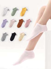 1/10/20 Pairs Of Women's Socks, Comfortable And Soft White Socks In Summer, Suitable For Daily Sports Wear, Various Holiday Gifts, Easter, Mother's Day Whimsical Gifts, Multi-Color Combination Fashion Socks, Gothic Style Black Socks - Multicolor - View 1