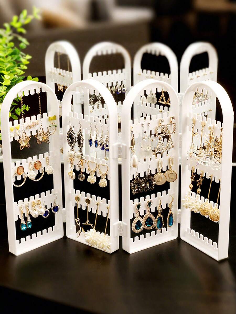 1 Pair Large Jewelry Storage Boxes - Earring And Necklace Storage Boxes With 360° Display Stand | Premium Travel Boxes For Home, Dorm, Bridal Accessories - Holiday Gift Ideas