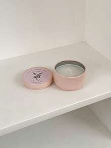 一盒经典迷你圆形马口铁香味蜡烛，小铁盒中持久芳香蜡烛，房间装饰，礼物 - 粉色 - 查看 2