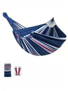 1件装户外白色加厚帆布吊床，带弯杆，单人/双人秋千吊床，防倾倒