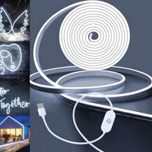 Luces de tira de neón LED con control táctil alimentadas por USB - Flexibles, portátiles, sin punto ciego, iluminación de pared y armario para decoración del hogar, lectura, fondo de TV y mejora del ambiente, luces de neón para dormitorio