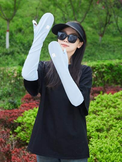 女士防晒冷却袖套，足球、高尔夫和排球压缩袖套，夏季防紫外线冰袖，驾驶或骑自行车时透气袖套