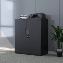 IJINGUR Metal Storage Cabinet With Locking Doors And 2 Adjustable Shees Small Lockable Storage Cupboard For Home Office Garage Black - Black - View 6