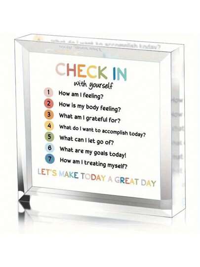 Acrylic Square Mental Health Awareness Plaque - Psychological Health Gift, Anxiety Relief Decor, Social Worker, Counselor, Classroom Educational Supplies - Mental Health Art For Office, Bedroom, Classroom - Motivational Gift For Friends, Classmates, Colleagues