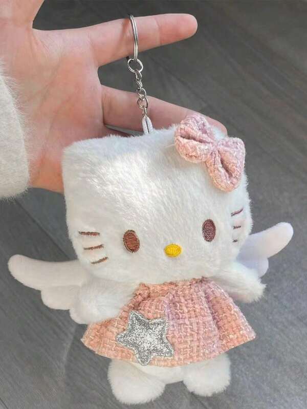 Sanrio süße plüschige KT Schlüsselanhänger Puppe, Rucksack Schlüsselanhänger, Cartoon Tier Plüsch Anhänger, KT Taschendekoration, Kätzchen geeignet als Geburtstagsgeschenk, Partygeschenk, Weihnachtsgeschenk
