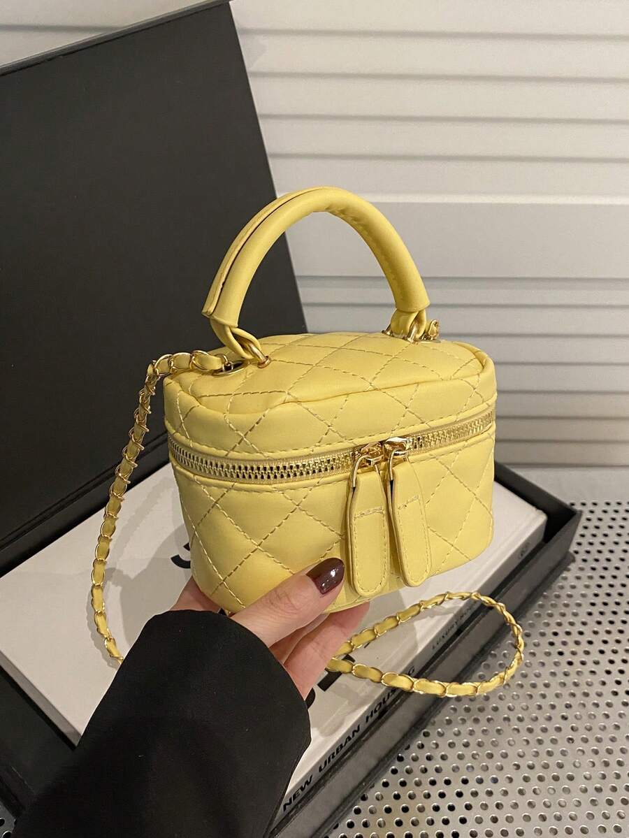 Bolso de cadena mini ligero, bolso de mano acolchado, bolso cubo, adecuado para niñas, estudiantes universitarias y trabajadoras de oficina