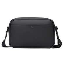 1 件菱形图案闪亮黑色哑光 PU 防水反光拉链开合休闲斜挎包，适合年轻男士 - 黑色 - 查看 8