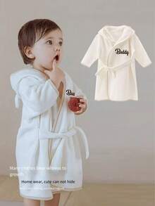 1pc Customizable Children's Bathrobe | Embroiderable Kids Hooded Bathrobe, Super Soft And Absorbent, Unisex, Suitable For All Seasons, For Home & Outdoor Use,Kids,Urban Gala,Modern,Colorful,Cute - Multicolor - View 1