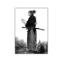 1/3 piezas Carteles de arte de pared de anime japonés vintage, manga Miyamoto Musashi Vagabond Bushido Warrior, impresiones de pintura de canvas, decoración del hogar, marco opcional