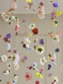 21pcs DIY Hanging Flower Garland With Fishline - 20pcs Polyester Artificial Flowers, Random Color Floating Petals, Spring Decorative Petal Rainfall Scene, For Weddings And Engagements, Wedding Decoration | Vibrant Flower Garland | Artificial Flowers, Flower Decorations