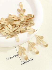 24pcs Wire Drawing Triple Leaf Copper Material Leaf Components For Earrings, Bracelets, DIY Assembly - Brass - View 4