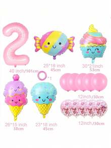 15 个粉色数字气球 40 英寸冰淇淋气球甜美俏皮生日装饰冰淇淋生日派对装饰，圣诞节 - 彩色 - 查看 4