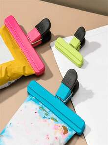 4 件可爱卡通薯片袋夹 - 用于食品储存的重型塑料密封件，强力食品袋夹食品袋密封夹零食强力密封夹食品袋夹塑料袋密封并保持新鲜