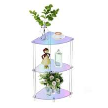 Clear Triangle Acrylic Side Table For Small Space, 11.81" L X 11.81" W X 37.4" H, 4-Tier Corner Shelf Stand End Table For Living Room Bedroom, Corner Display Rack Storage Shelf For Bathroom