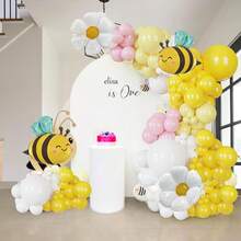 134pcs Bee Balloon Garland Arch Kit, Includes Yellow, White, Pink Latex Balloons And Bee Daisy Foil Balloons, Suitable For Birthday, Baby Shower, Gender Reveal, Wedding, Sunflower & Bee Theme Party Decor - Multicolor - View 2