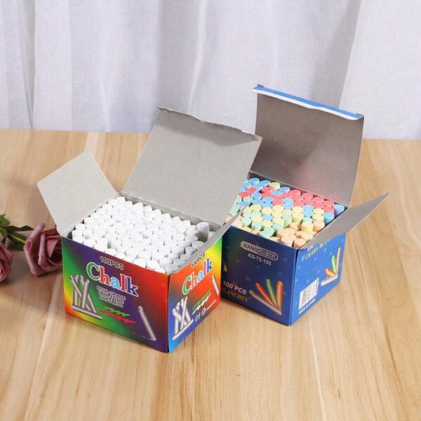 Kindermaltafel Kreide, geeignet für Outdoor Kreide-Partys, Staubpulver-Boxen Kreide für Kindergartenklassen, Unterrichtszubehör (Paketbox zufällig)